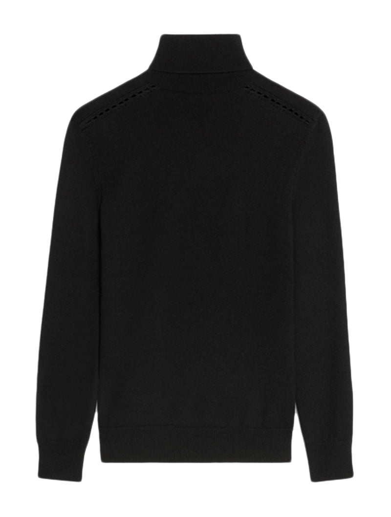 TRIOMPHE HIGH NECK SWEATER IN THIN BLACK CASHMERE