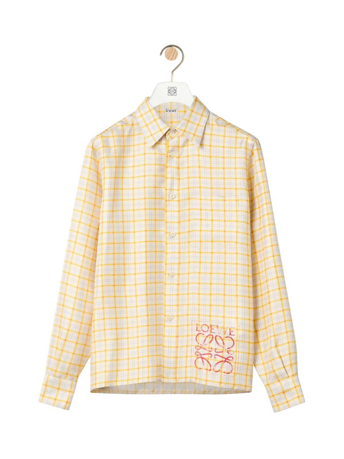Anagram stamp check shirt in silk and cotton