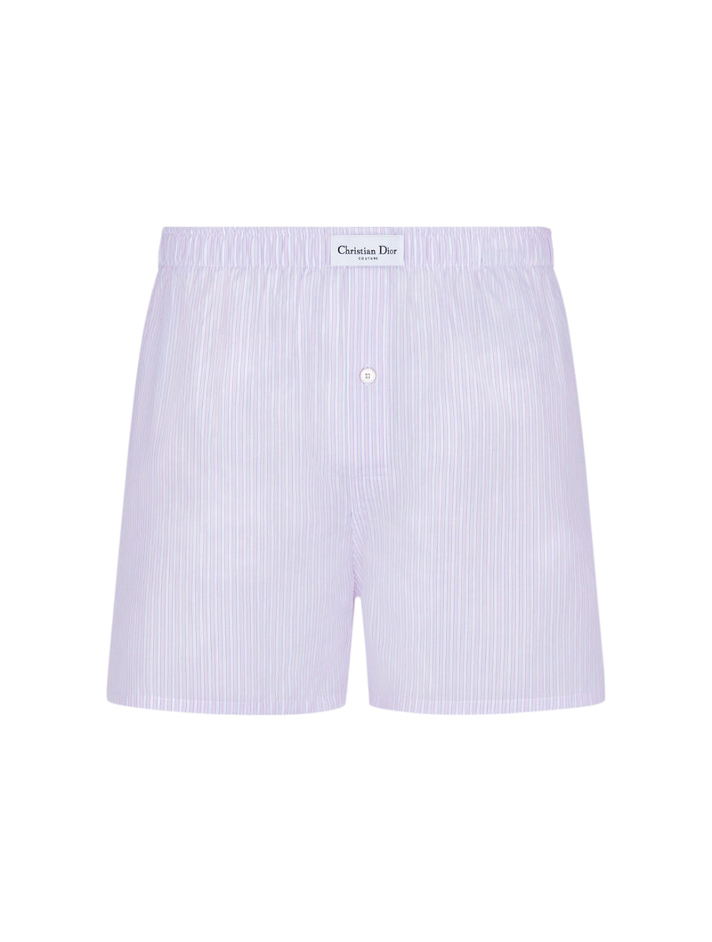 Striped pink and white cotton poplin