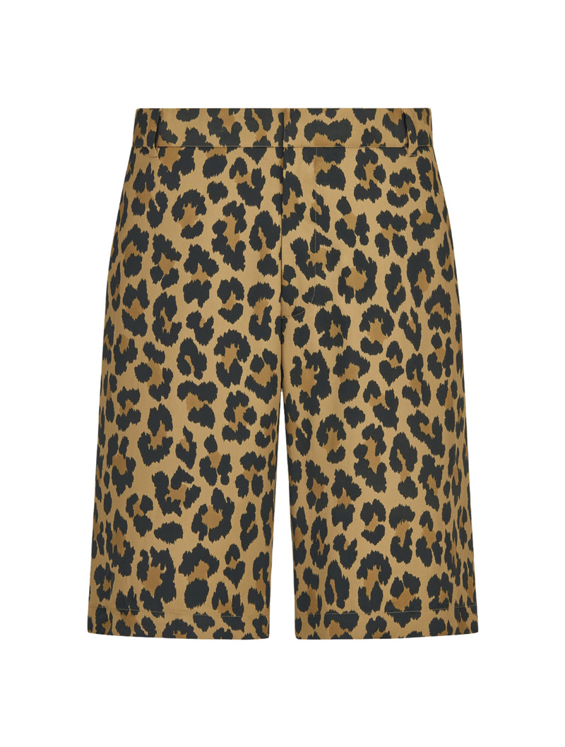Multicolour technical satin with leopard print