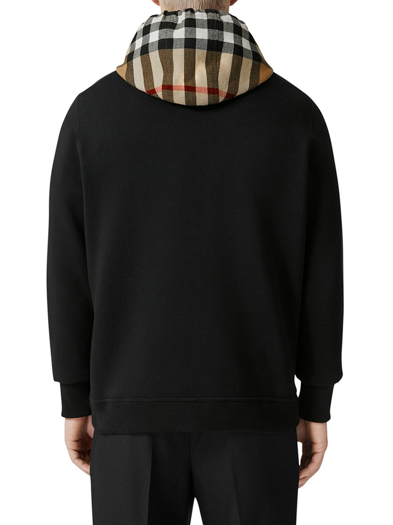 Cotton hoodie with tartan motif