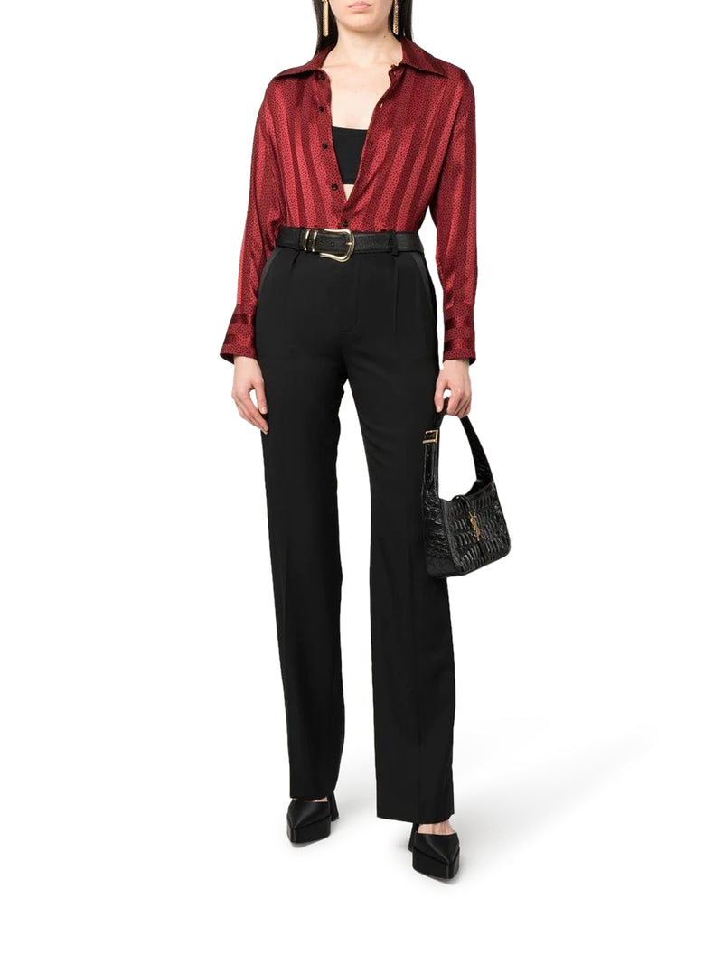 high-waisted straight-leg trousers