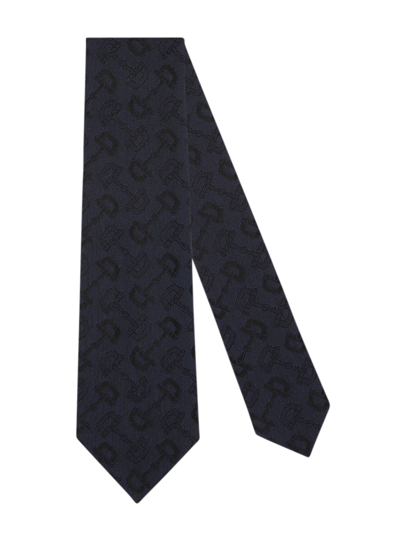 Wool and cotton jacquard tie with Horsebit