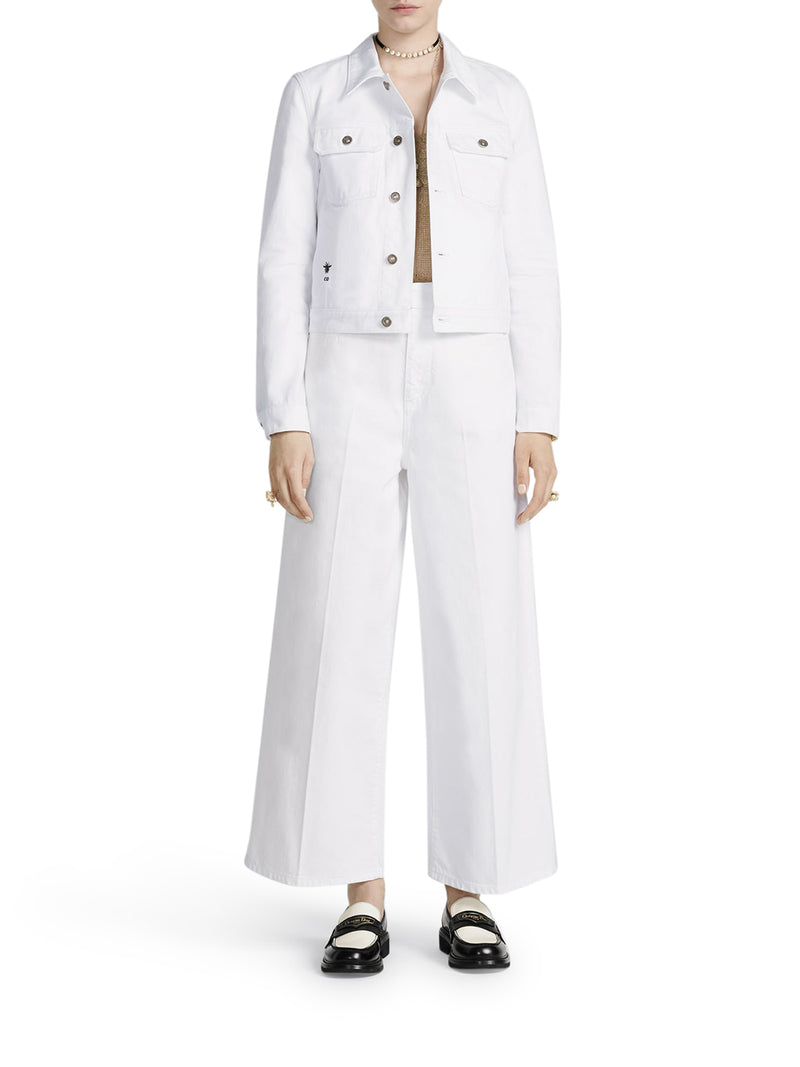 White cotton denim with gold Rêve d`Infini motif