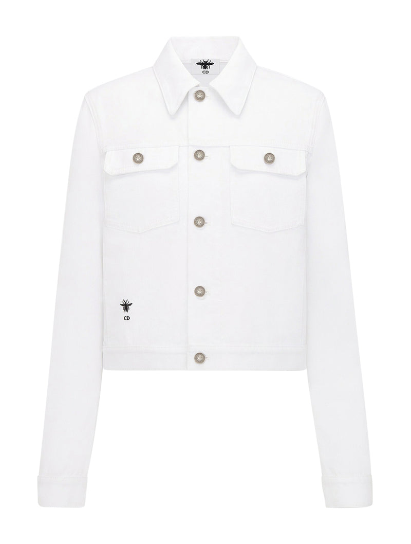 White cotton denim with gold Rêve d`Infini motif