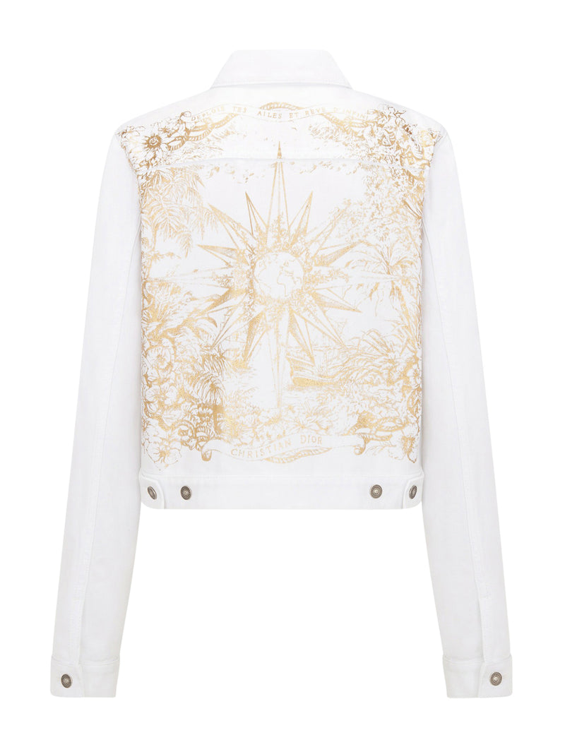 White cotton denim with gold Rêve d`Infini motif