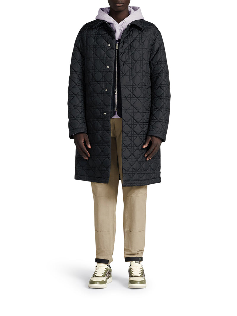 COAT Navy blue silk blend canvas
