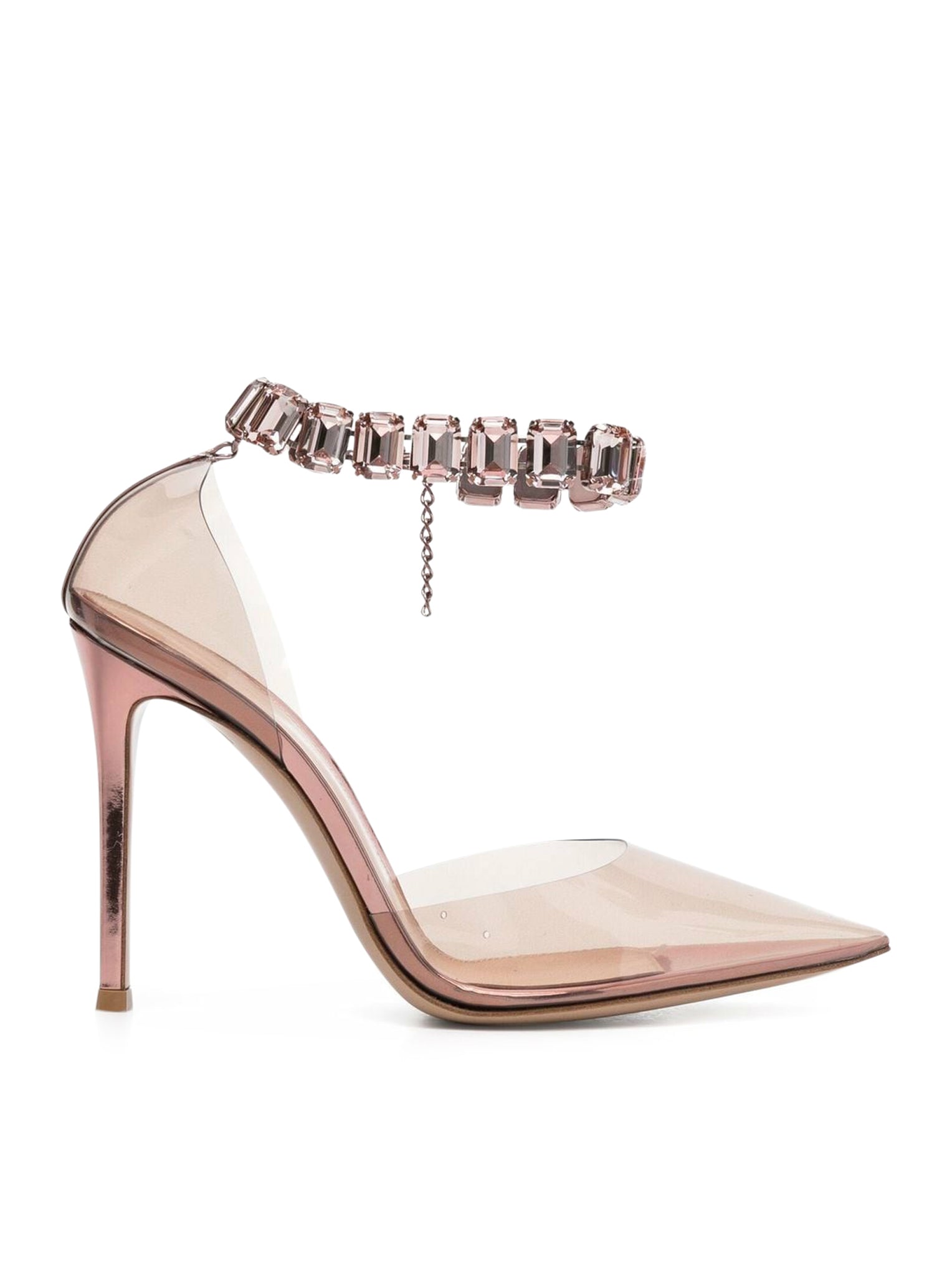 Transparent pumps with crystal decoration