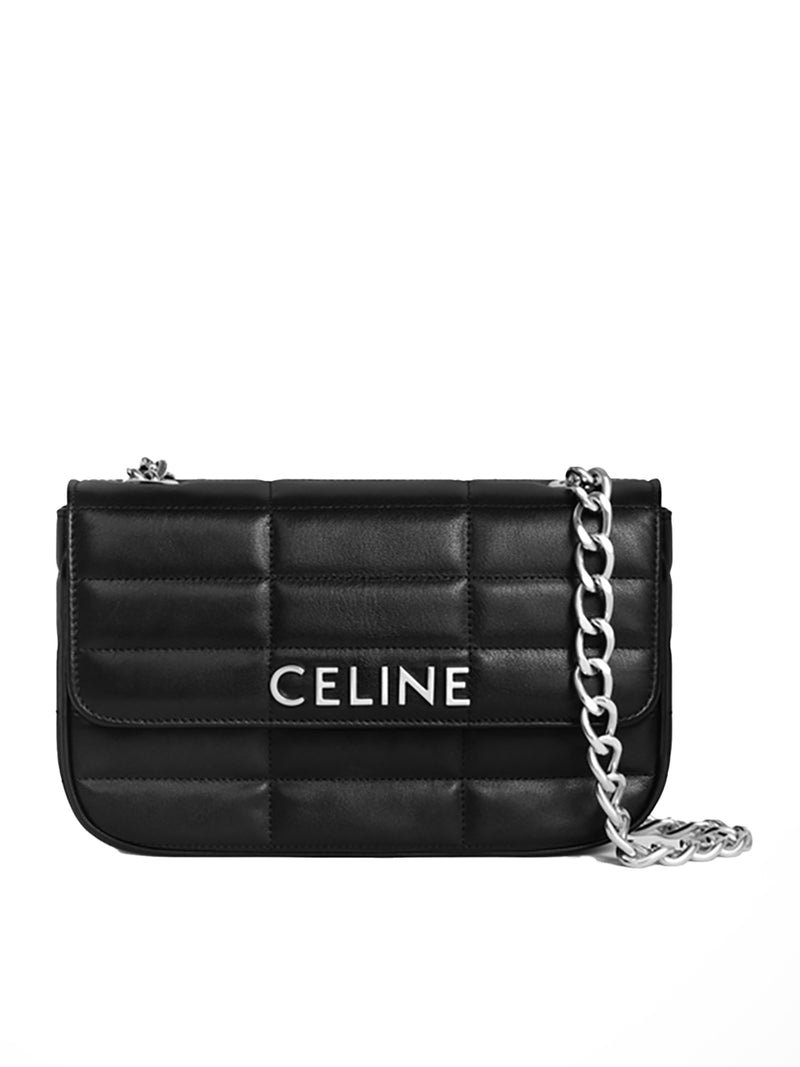 CELINE MONOCHROME QUILTED SHOULDER BAG WITH GOAT LEATHER CHAIN