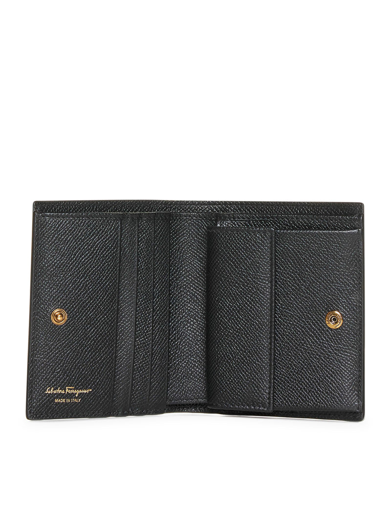 Wallet in black grained leather signed Salvatore Ferragamo