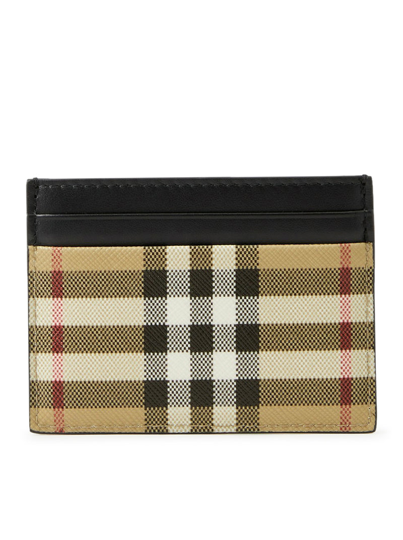 leather check-pattern cardholder