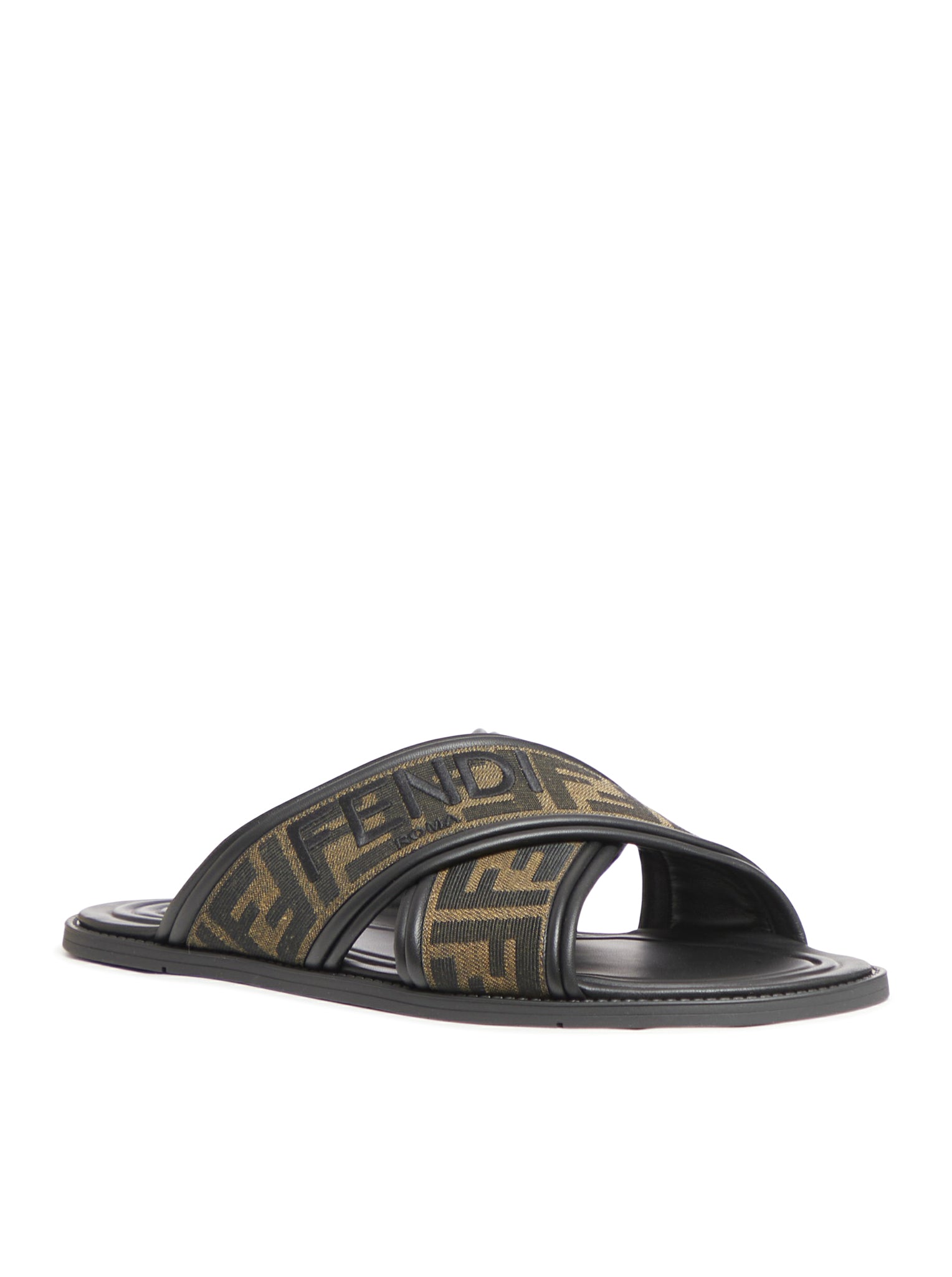 Leather sandal with logo