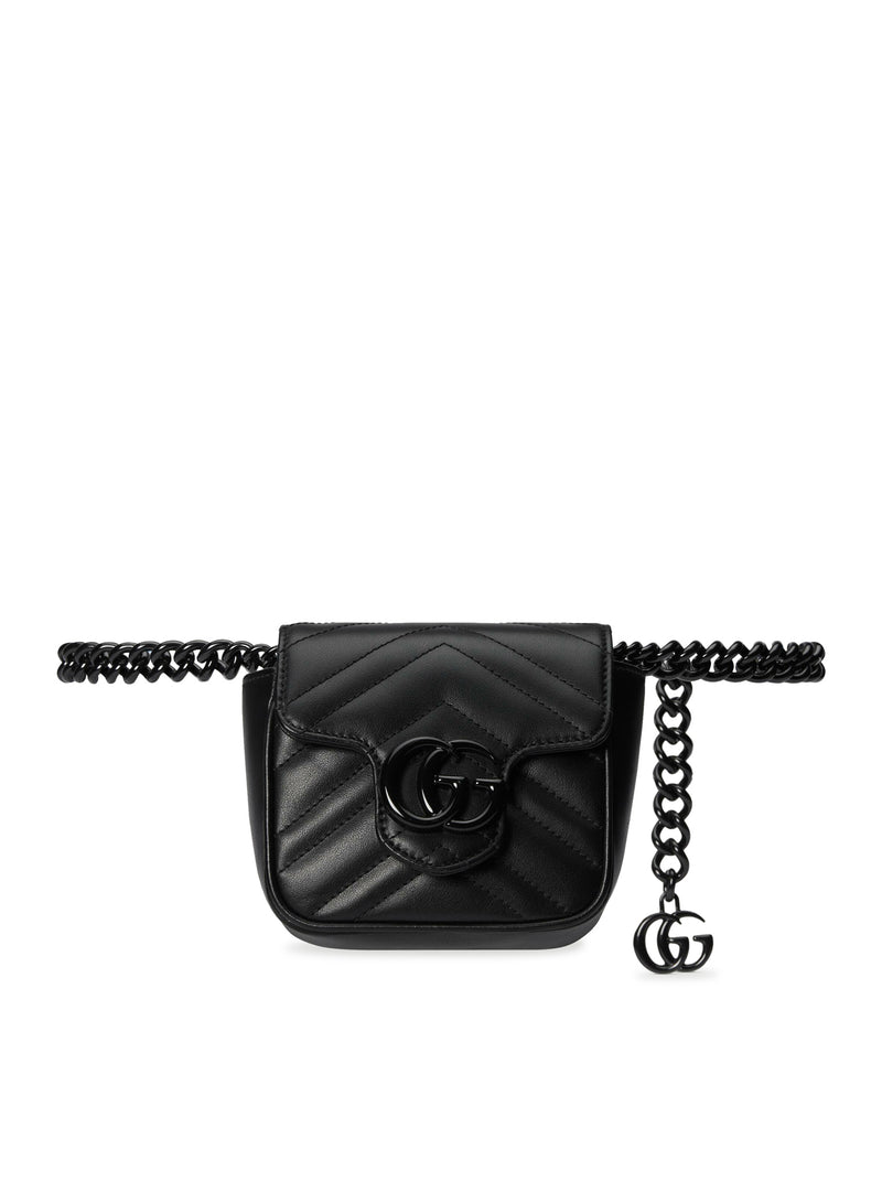 Gucci Black GG Marmont Matelasse Belt Bag