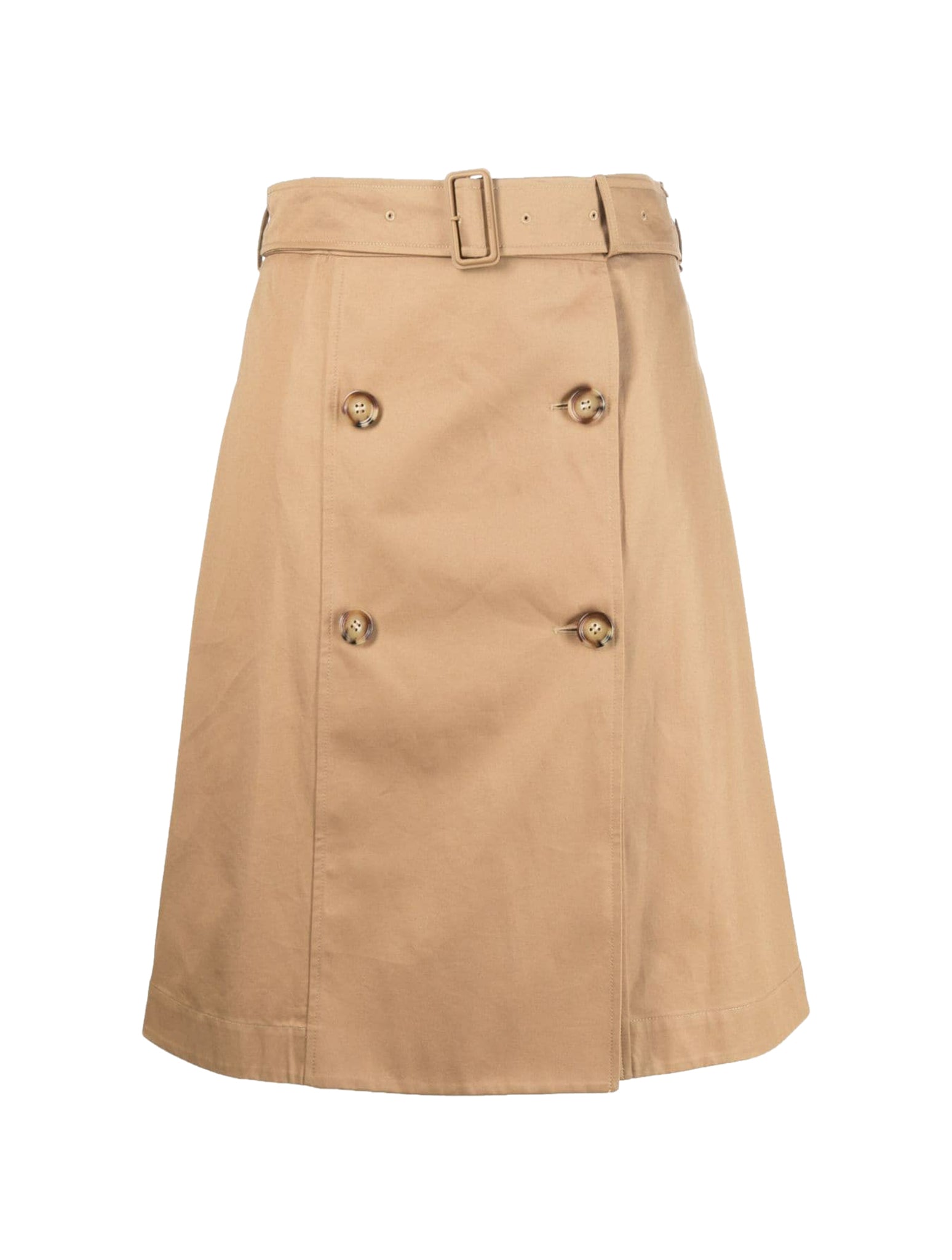 belted cotton trench skirt