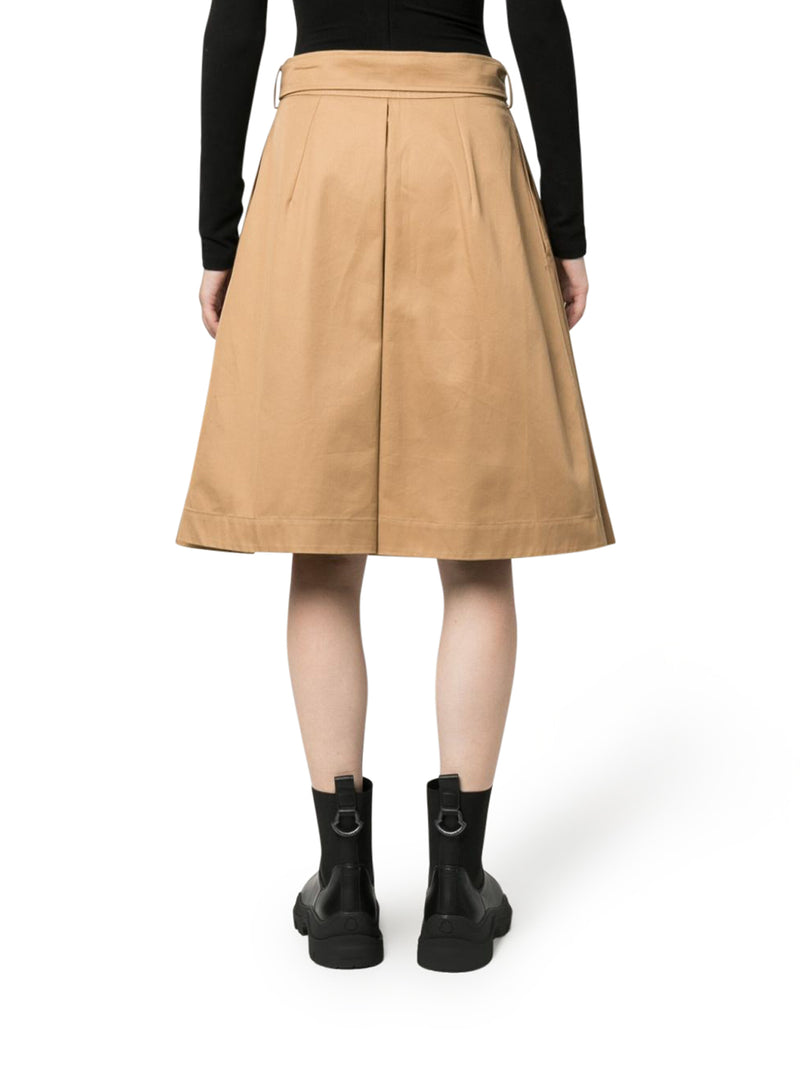 belted cotton trench skirt
