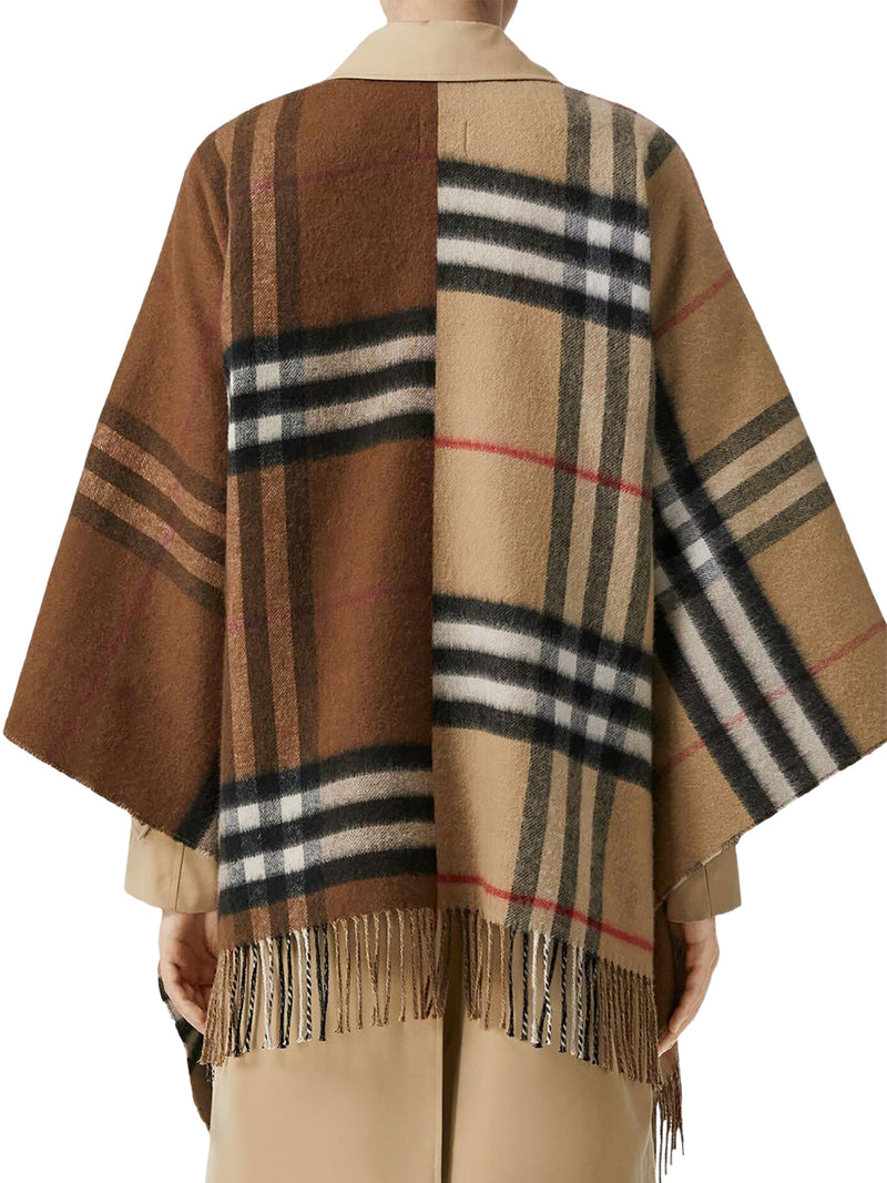 Contrast check fringed cape