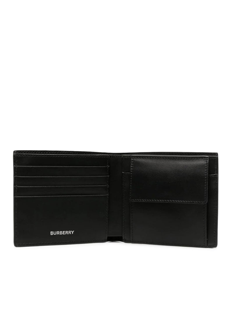 Shop Burberry Unisex Calfskin Plain Leather Folding Wallet Logo