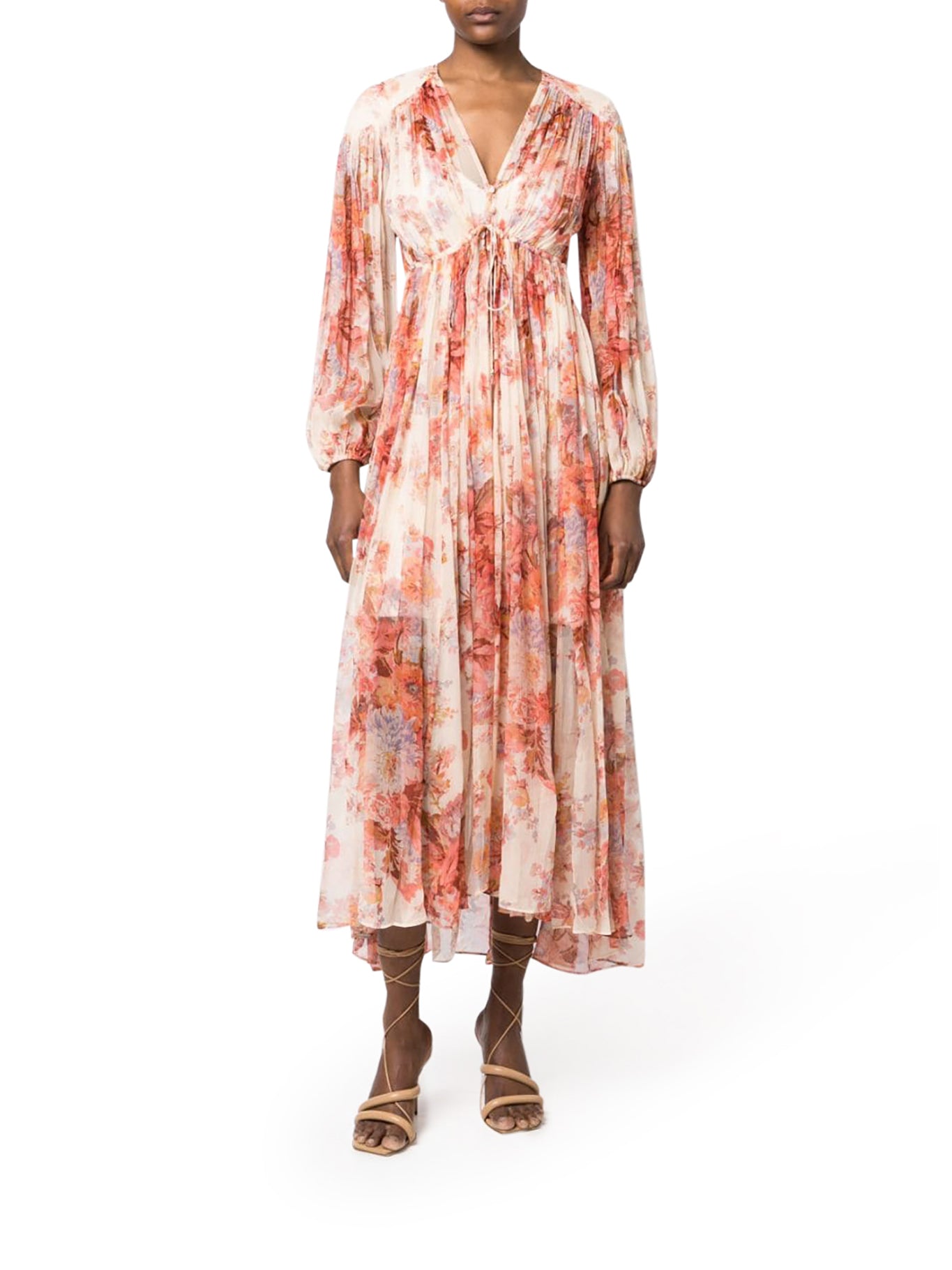 Devi floral-print silk dress