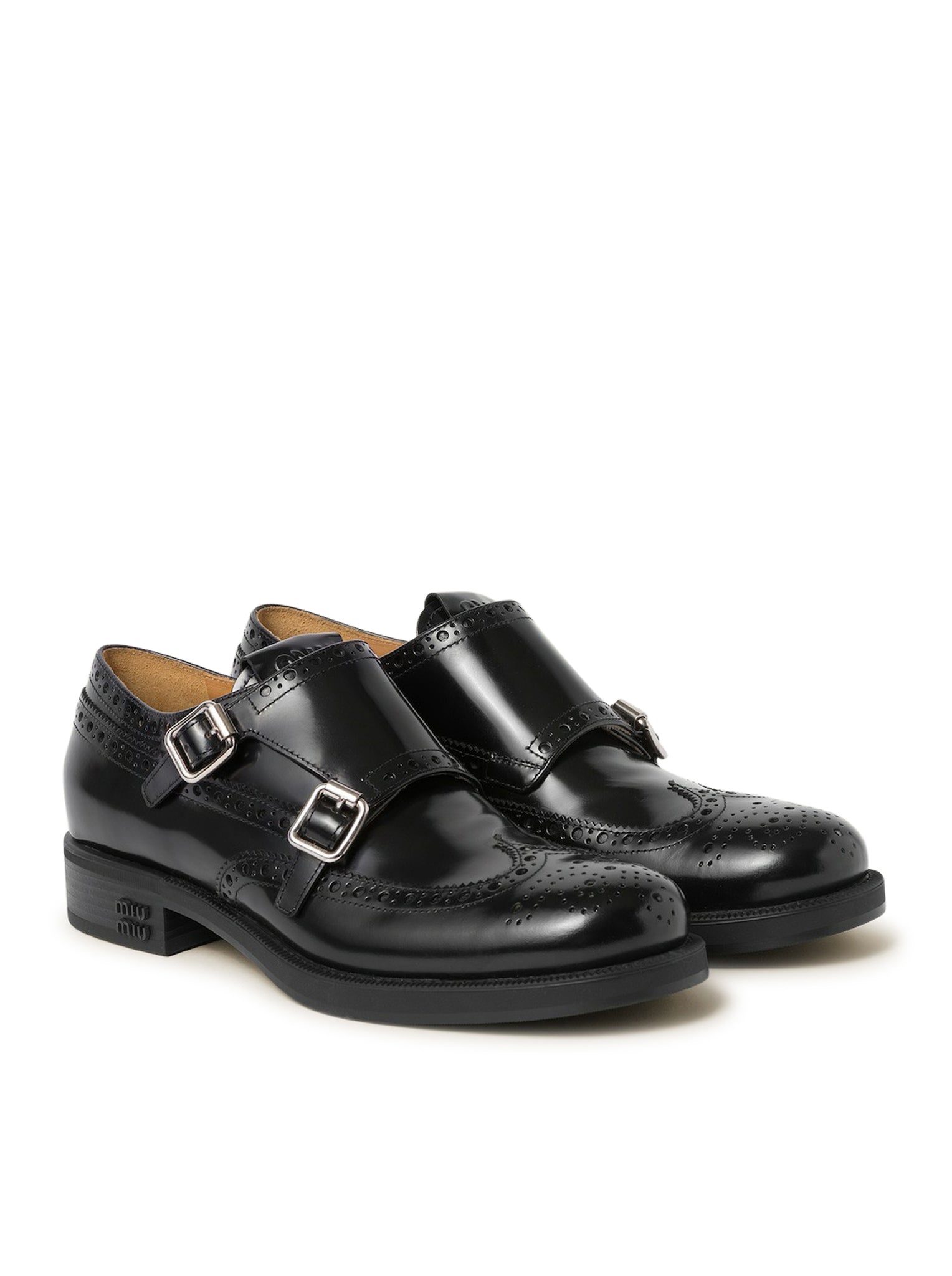 Church`s X Miu Miu Monk Brogue shoes in brushed leather