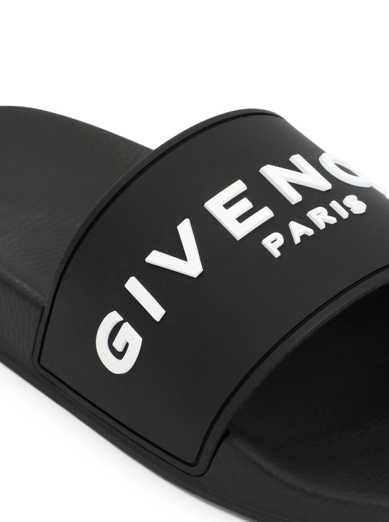 Givenchy Black Rubber Logo Slides