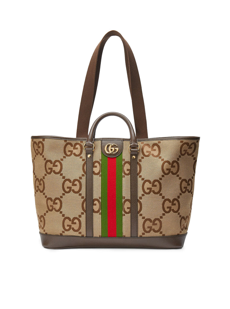 Gucci, Leather-trim Horsebit-jacquard Tote Bag, Mens, Brown Multi