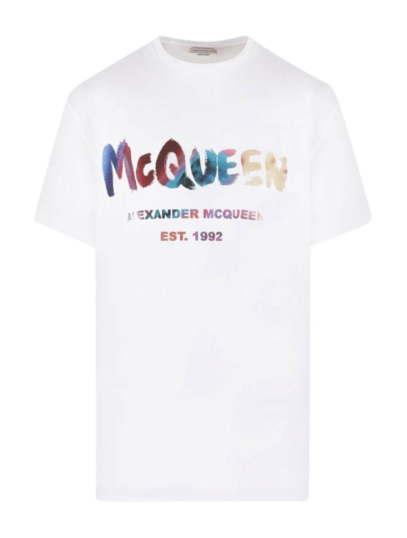 Alexander mcqueen men`s white mcqueen graffiti t-shirt