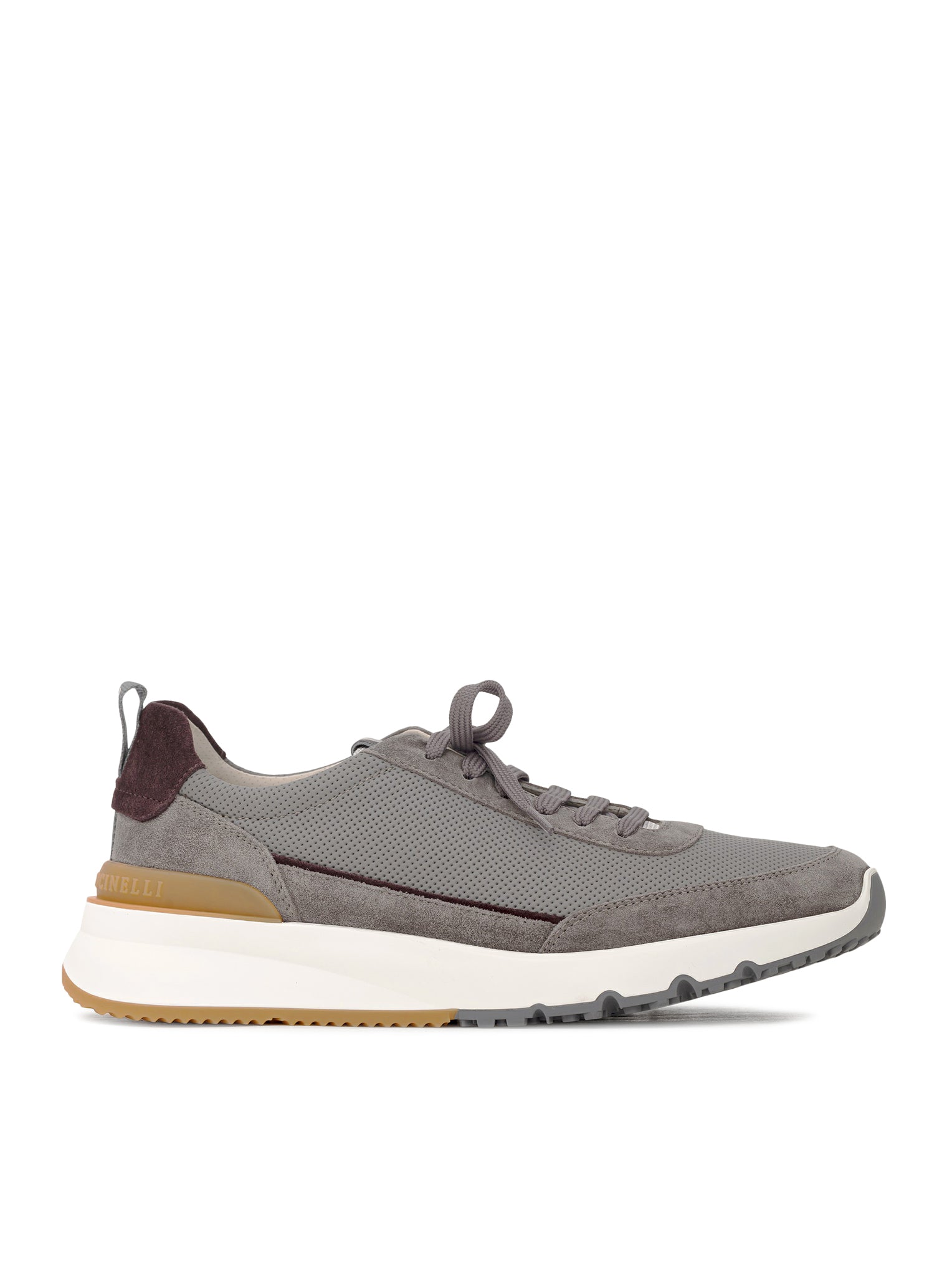 Sneakers in perforated leather and suede