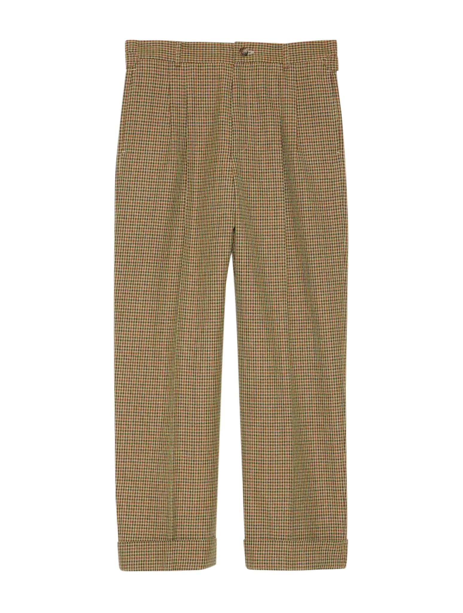 CHECKED WOOL TROUSERS WITH PATCH