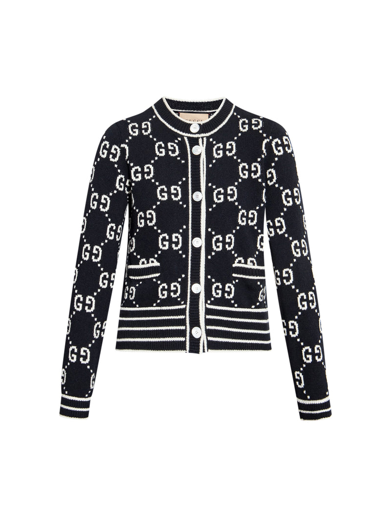 GUCCI BLACK CARDIGAN WITH MONOGRAM – Suit Negozi Eu
