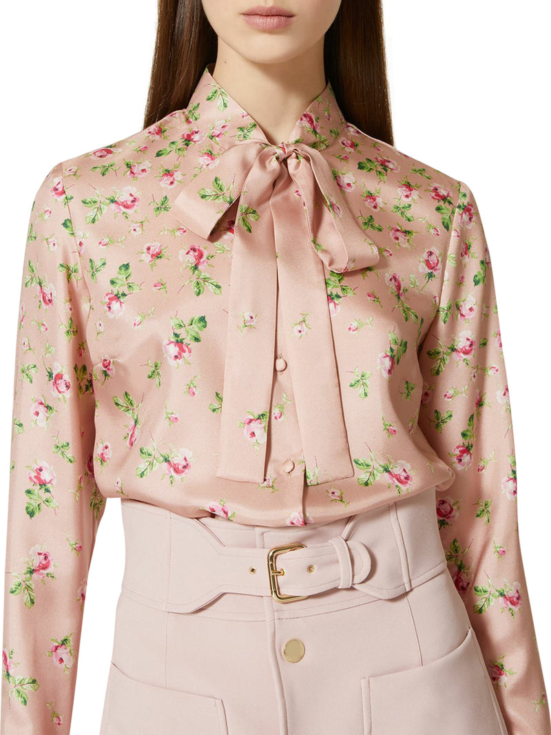 FAÇON LONG SLEEVED SHIRT WITH DEGRADE` ROSE PRINT, SILK TWILL