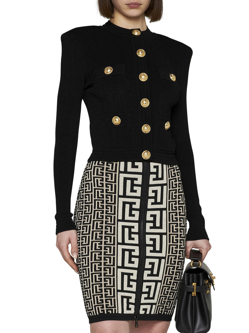Monogram wool and viscose blend skirt