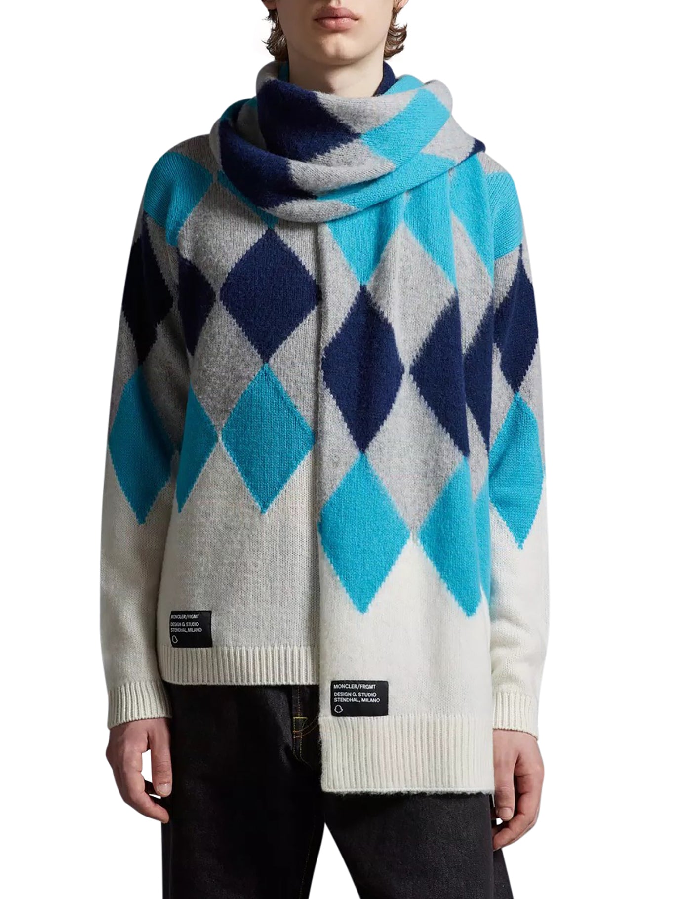 Argyle sweater in wool and cashmere