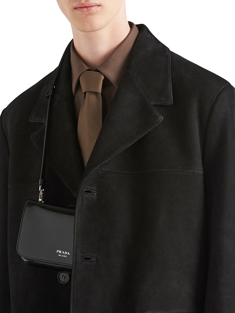 Mini shoulder bag in brushed leather