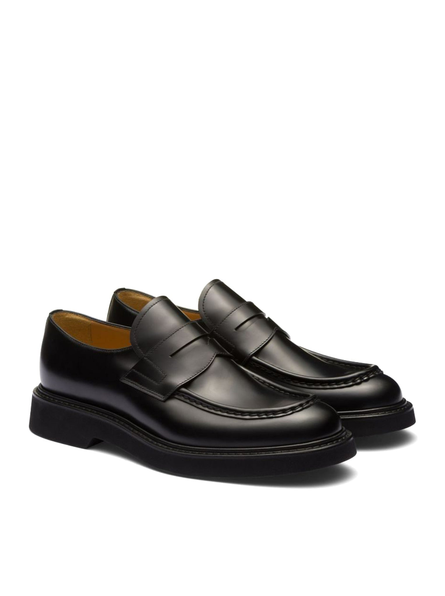 seam-detail leather loafers
