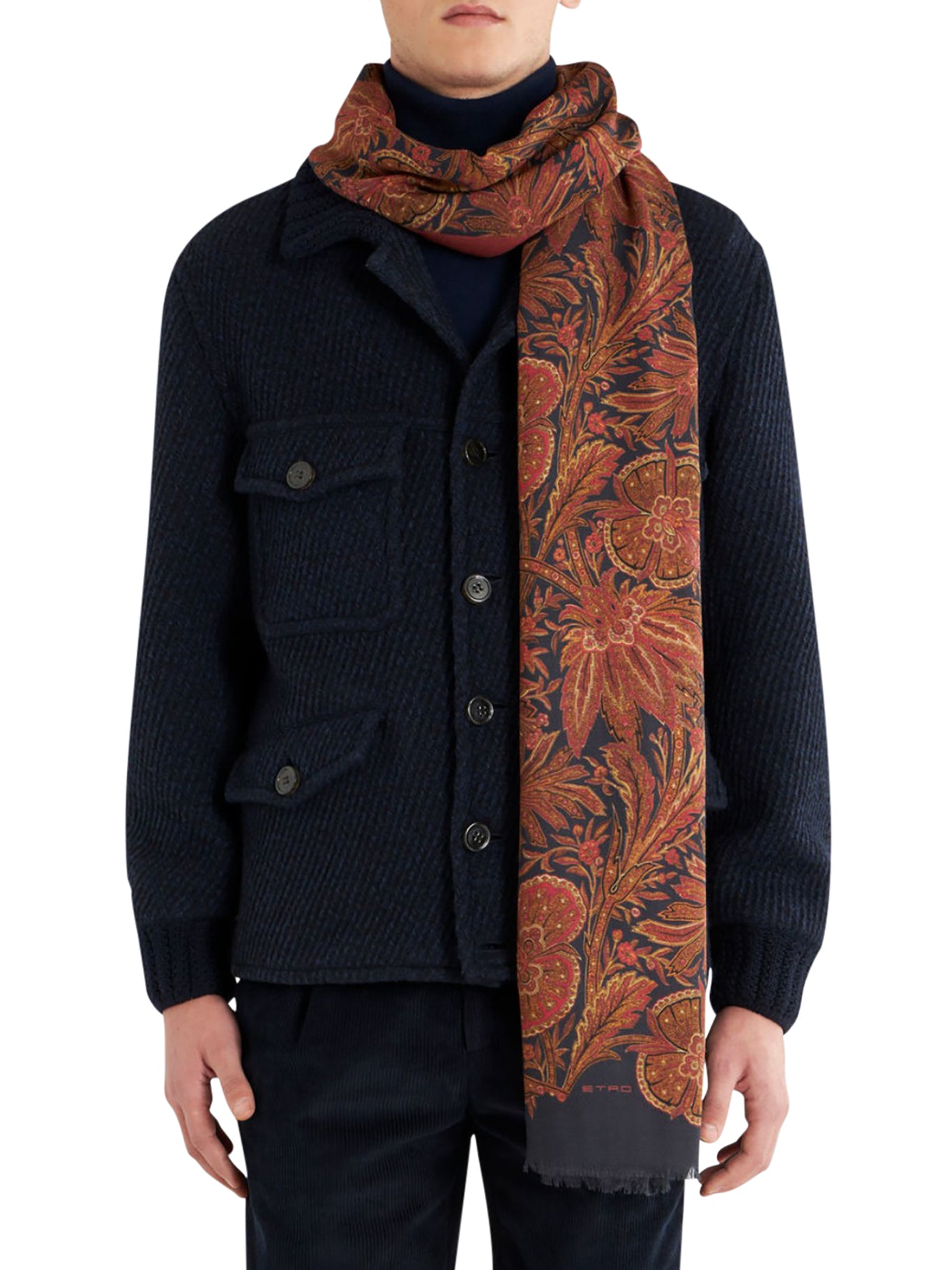 FLORAL SILK AND CASHMERE SCARF