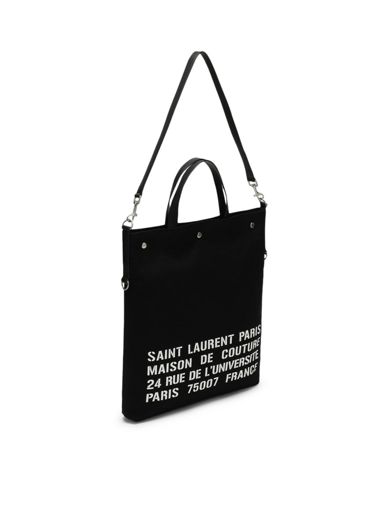 Black North/South tote bag in canvas