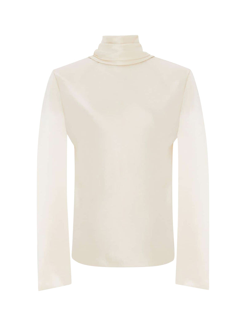 BLOUSE WITH HOODED BACK COLLAR IN SILK CREPE SATIN
