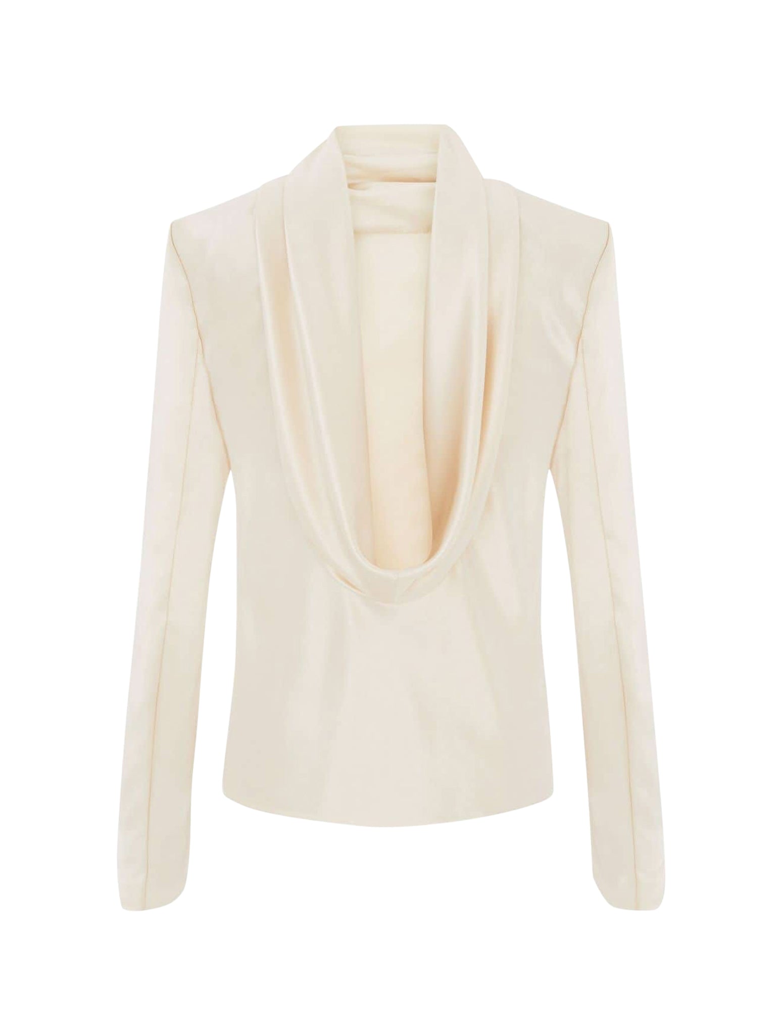 BLOUSE WITH HOODED BACK COLLAR IN SILK CREPE SATIN
