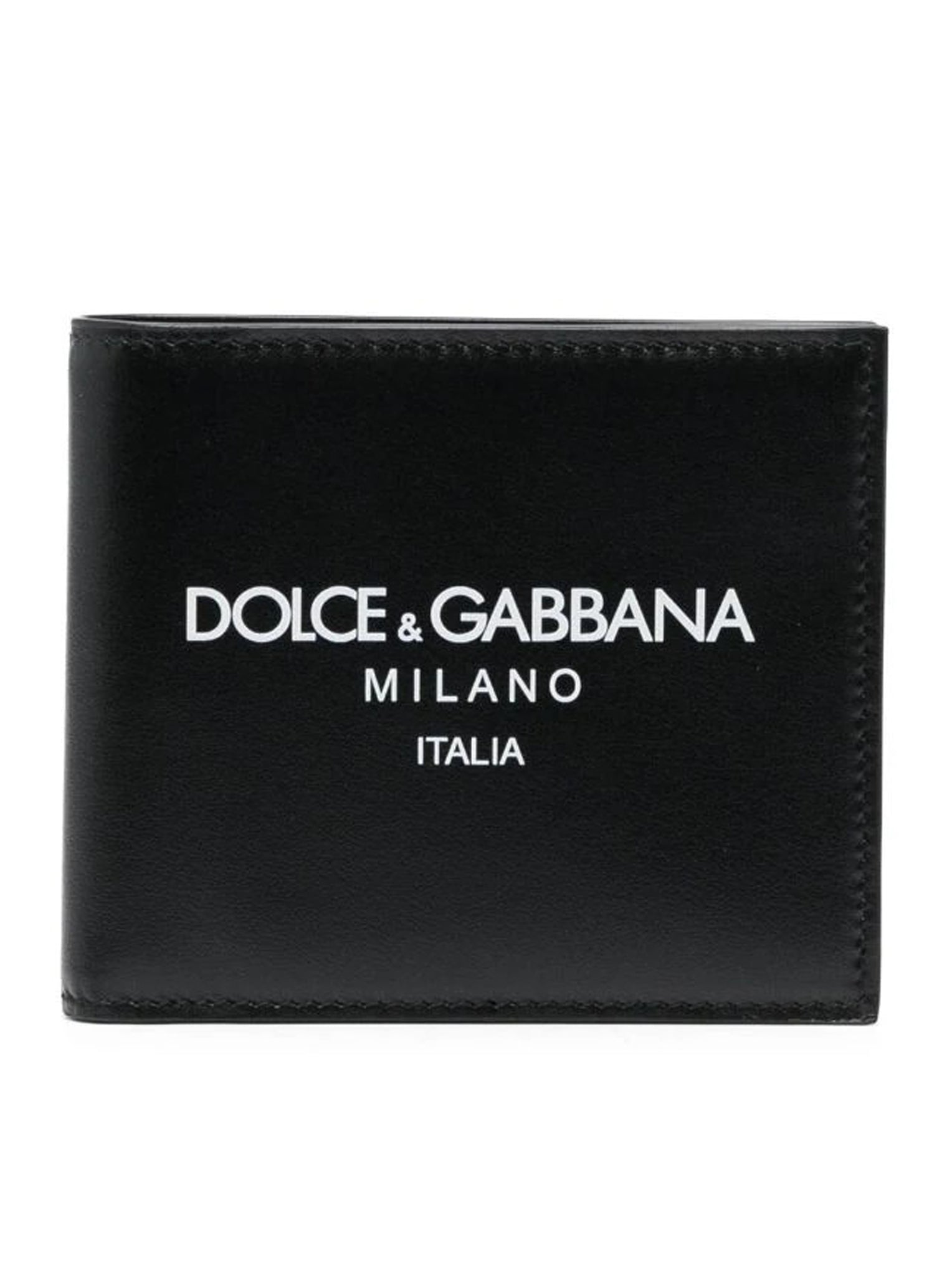 Bifold wallet in calfskin with logo