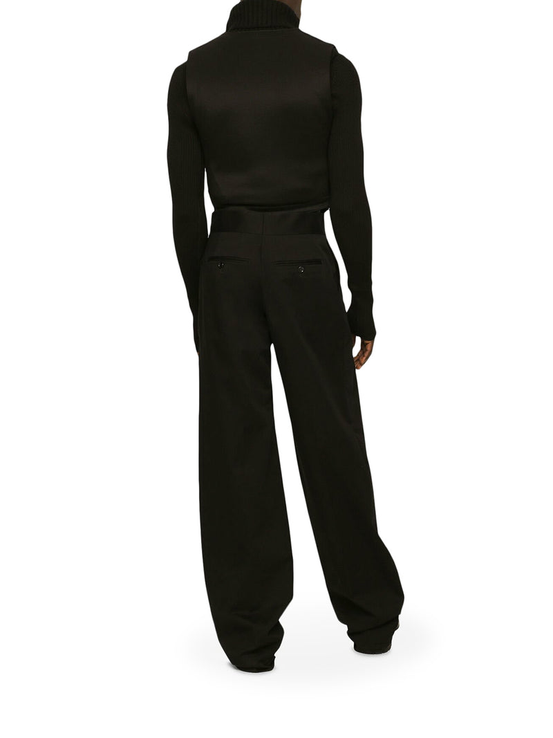 Stretch cotton trousers with logoed plaque