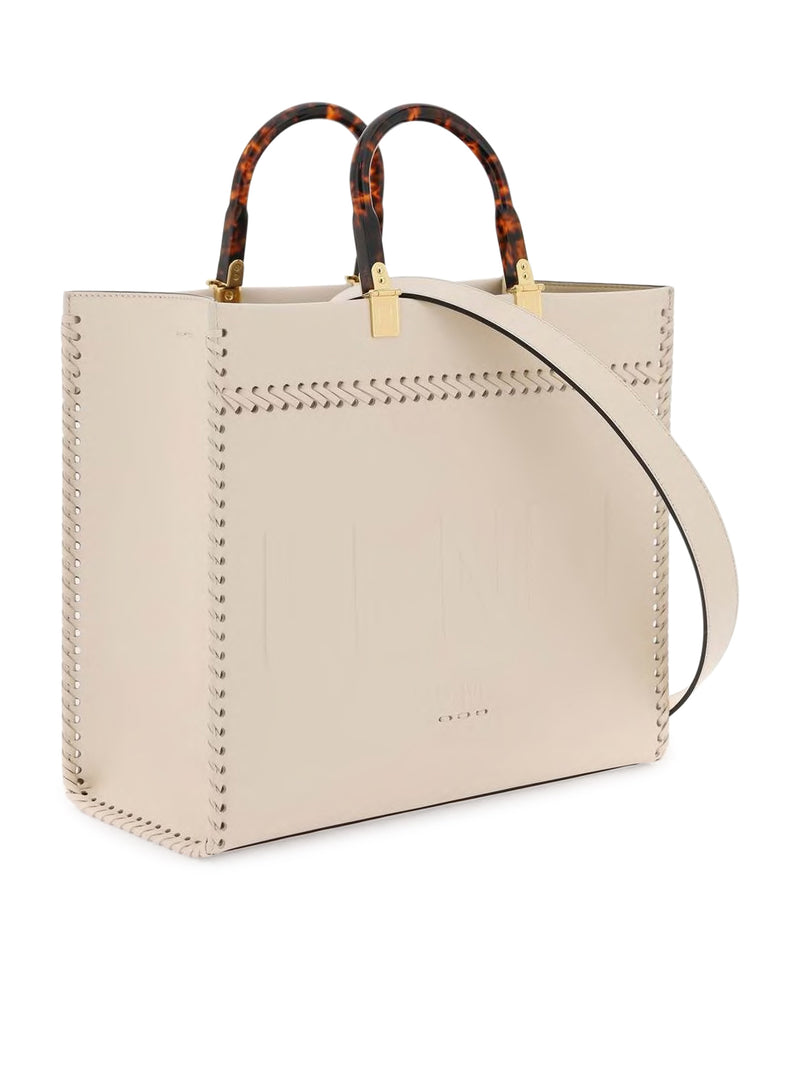 Shopper leather with decorative stitching