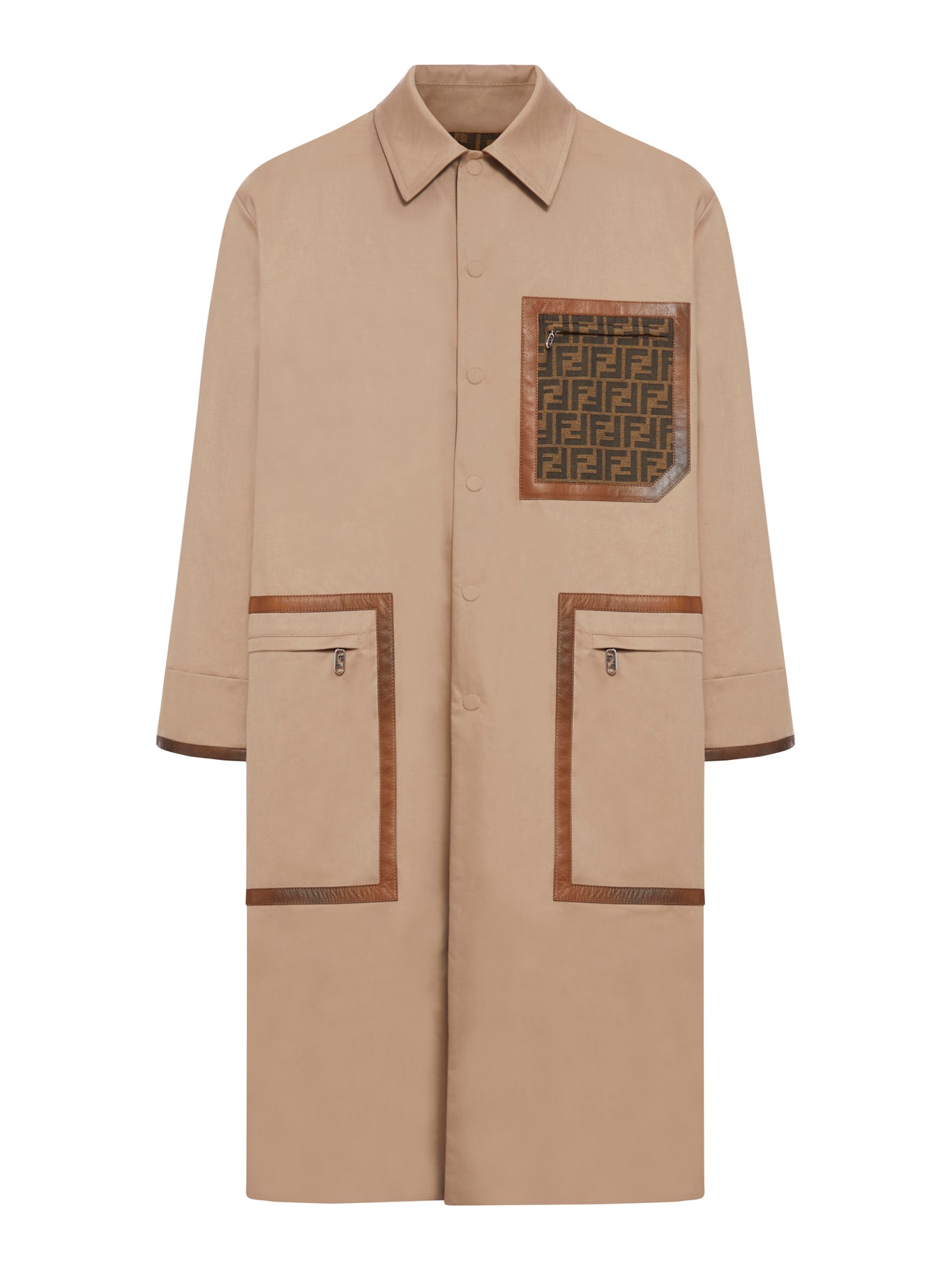 trench coat in brown fabric