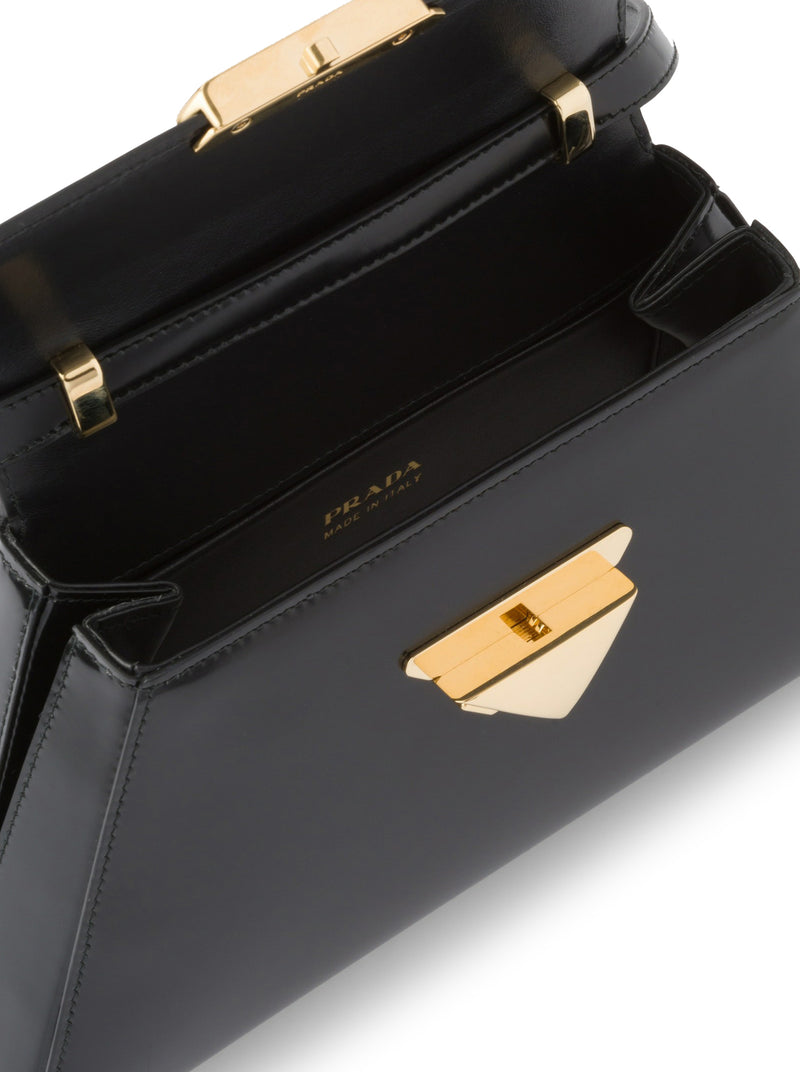 Medium handbag in brushed leather