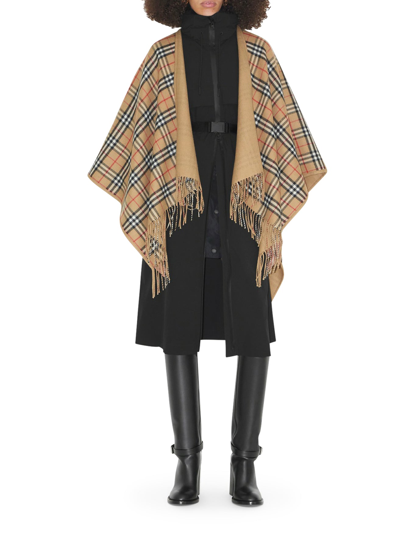 Reversible cape in Check wool