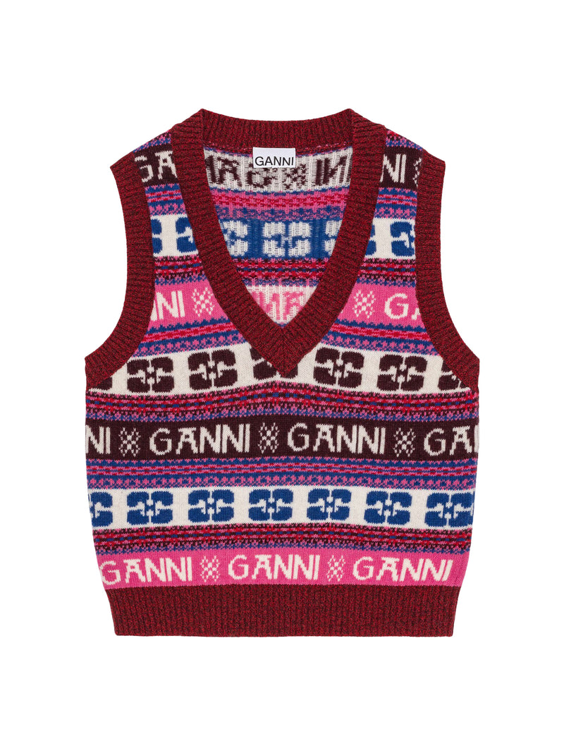 PINK LOGO WOOL MIX VEST