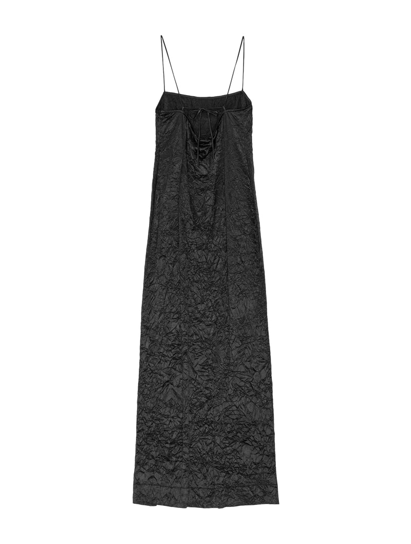 CRINKLED SATIN MIDI SLIP DRESS