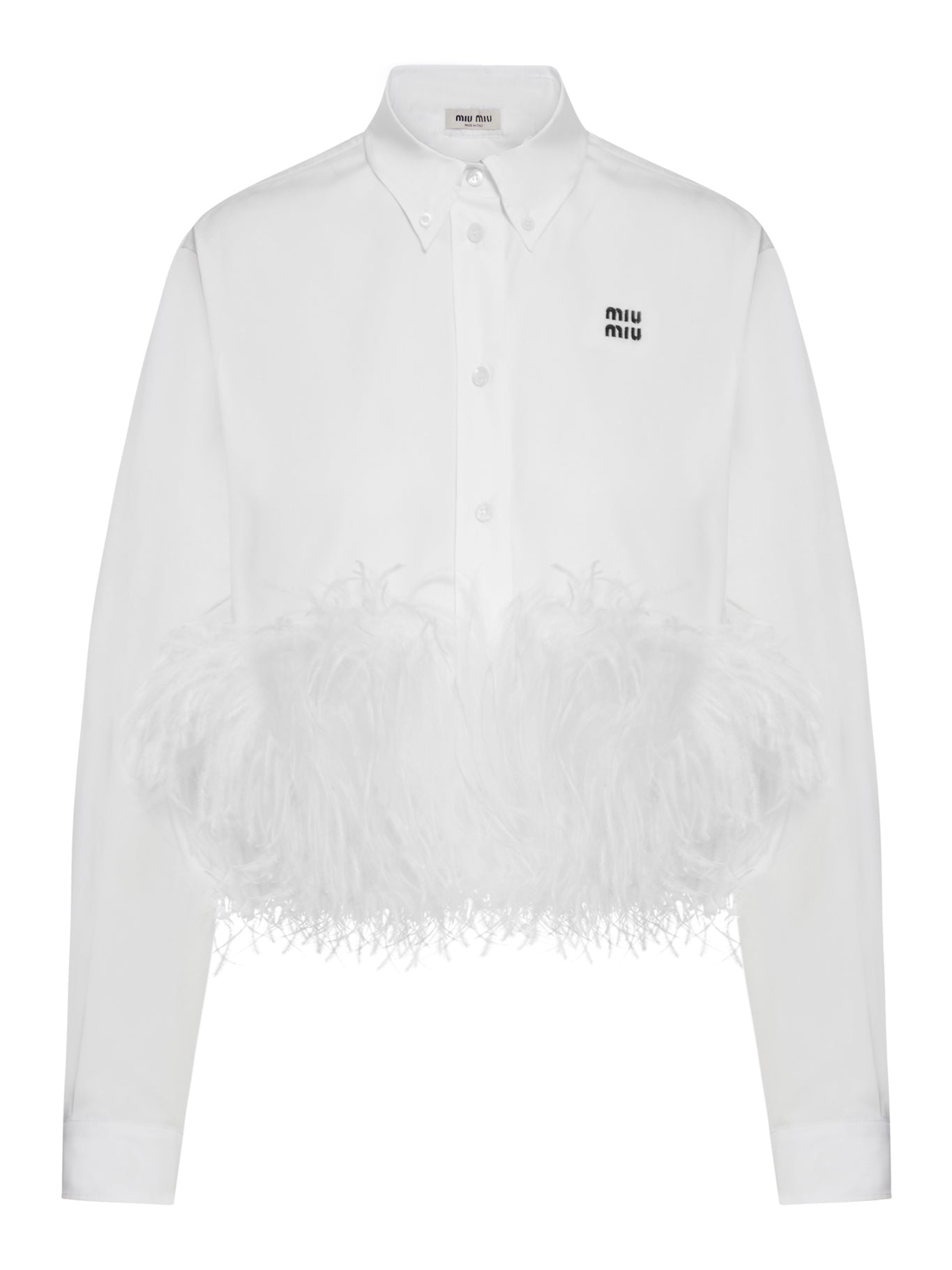 crop shirt with feathers
