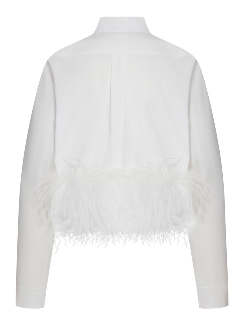 crop shirt with feathers