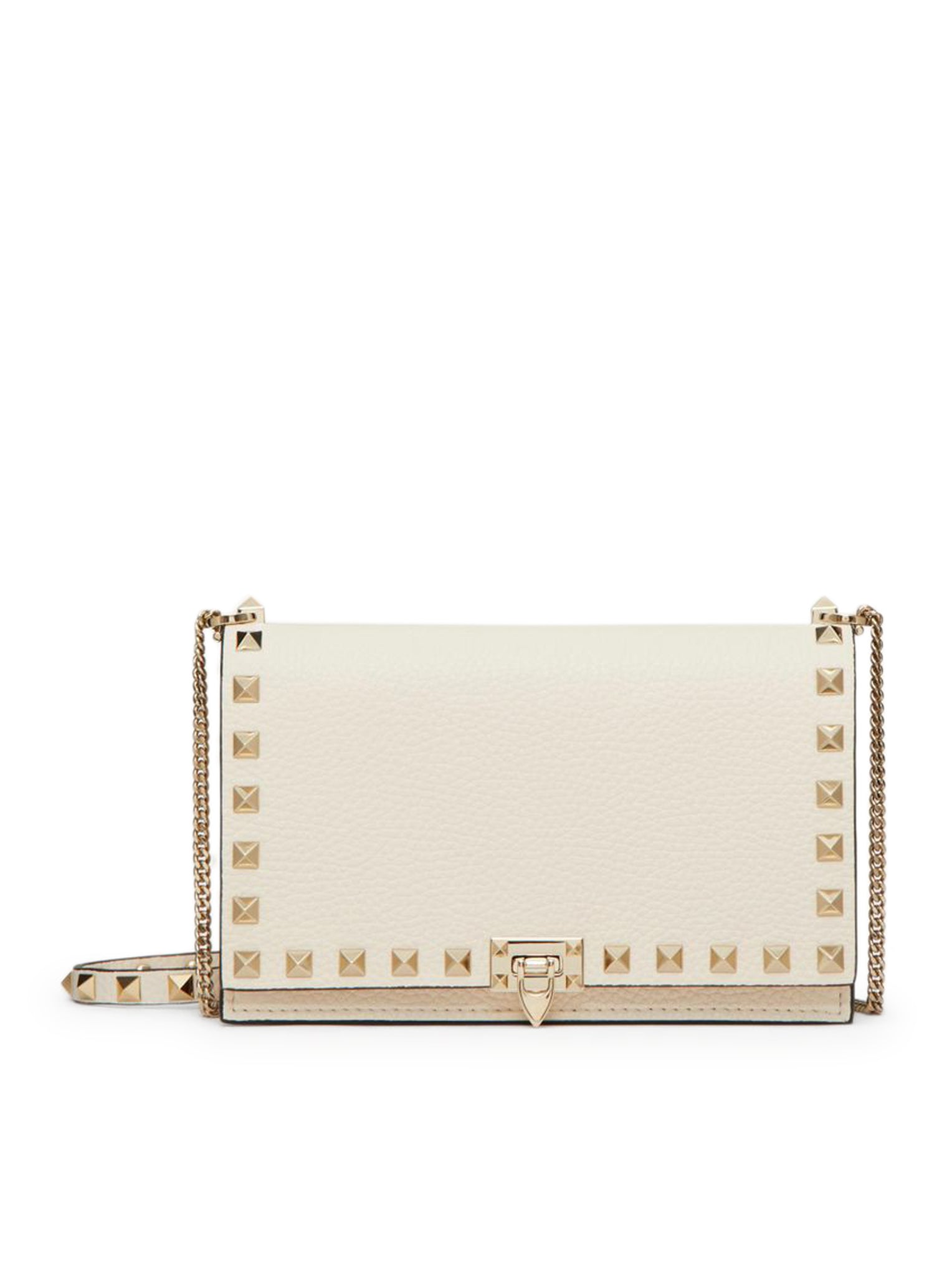 POUCH WITH ROCKSTUD CHAIN IN GRAINED CALFSKIN