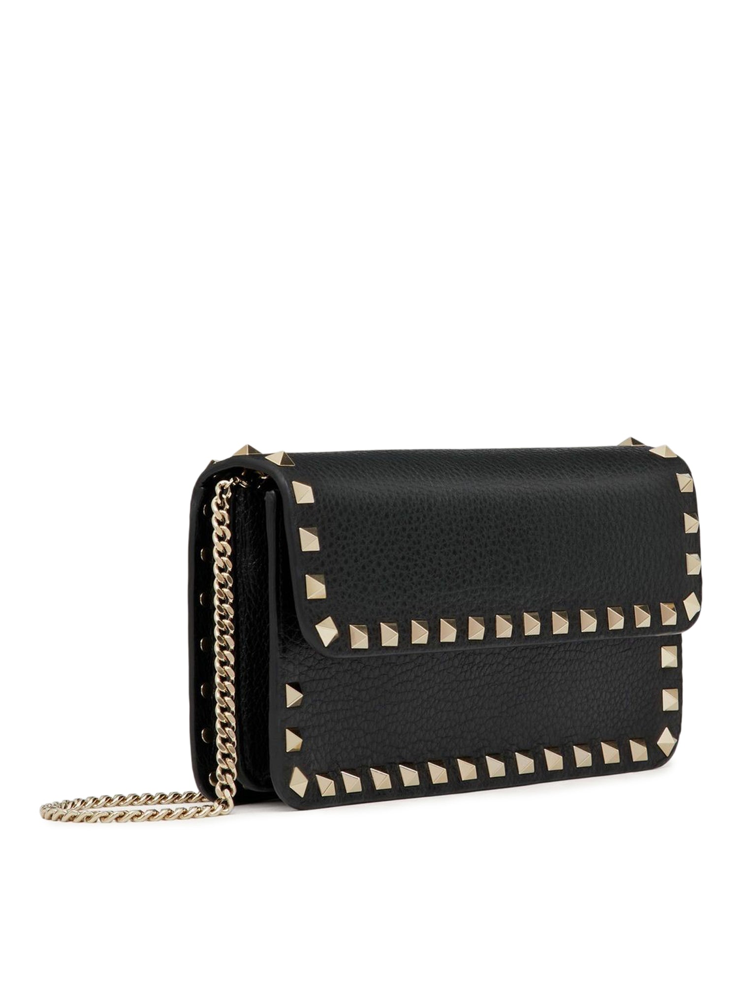 POUCH WITH ROCKSTUD CHAIN IN GRAINED CALFSKIN
